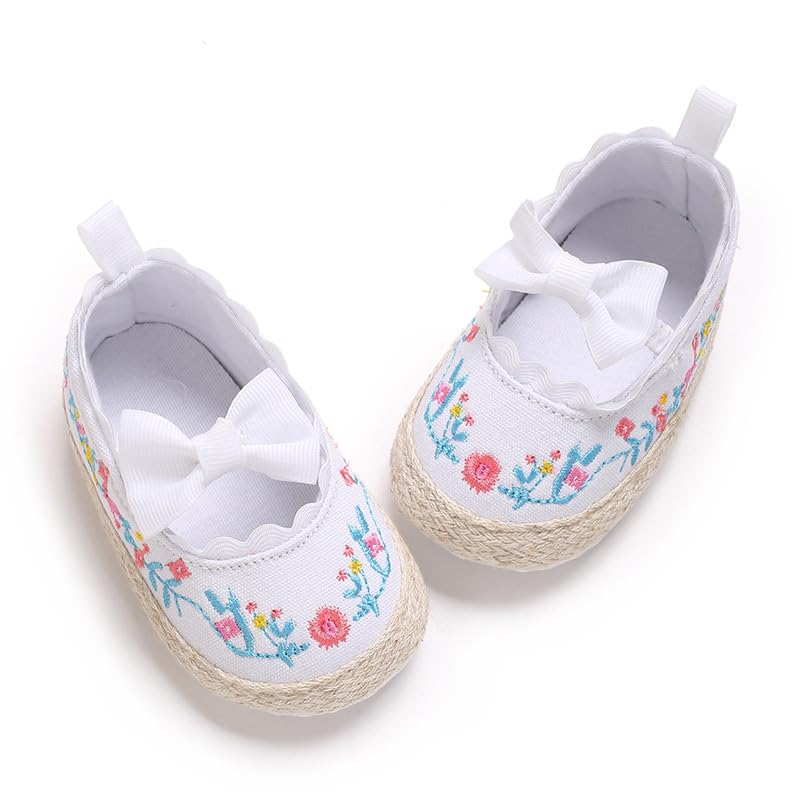 Baby Girls Mary Jane Flats Embroidery Non Slip Soft Sole Princess Wedding Dress Shoes Toddler First Walkers Infant Newborn Baptism Crib Shoes3