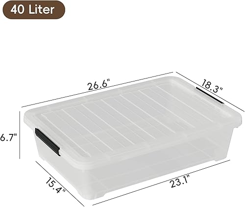 Miniatura 3 de Saedy Paquete de 4 contenedores de plástico de 40 cuartos de galón con ruedas, transparente
