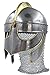 AnNafi® Handcrafted Viking Wolf Armor Helmet Silver Gold | Medieval Metal Knight Helmets | with Brass Accents & Chainmail | Wearable for Adult | Medieval Costumes