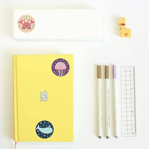 Miniatura 7 de REWIDPARTY Calcomanías motivacionales redondas de animales marinos, 8 diseños adorables para niños y profesores (500 por rollo)