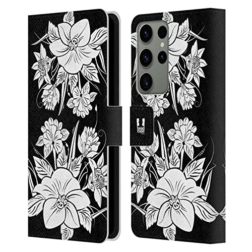 Housse rabat Galaxy S23 Ultra anti-rayure imprimé fleuri avec fermeture aimantée