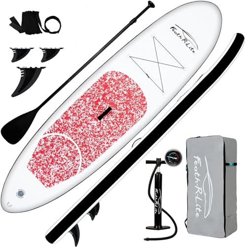 Feath-R-Lite Inflatable Stand Up Paddle Board 10'x30''x6'' Ultra-Light (16.7lbs) SUP with Paddleboard Accessories,Three Fins,Adjustable Paddle, Pump,Backpack, Leash