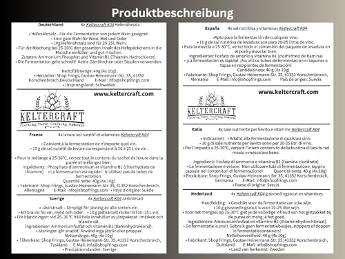 Keltercraft K04 Hefenährsalz [40g: Für 100L Wein/Met/Cider] Gärsalz Hefenahrung DAP mit Vitaminen Nährsalz für Gärung