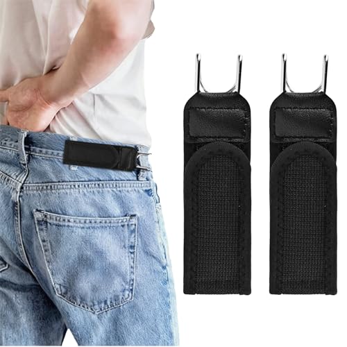 ZUIMEIHQH 2PCS No Buckle Belts for Men Elastic Work Tool Belt Buckle for Men Women Adjustable Tactical Mens Belts for Valentines Day Anniversary Birthday (Black)