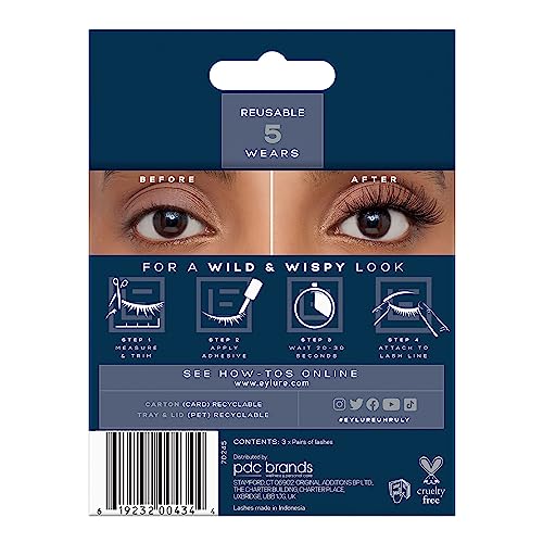 Eylure False Lashes, Wild & Wispy Unruly, 3 Pair