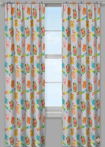 Jay Franco Cocomelon Window Curtain Panels 42 x 63 Inches Kids Bedroom Drapes Polyester Rod Pocket Curtains Set of 2
