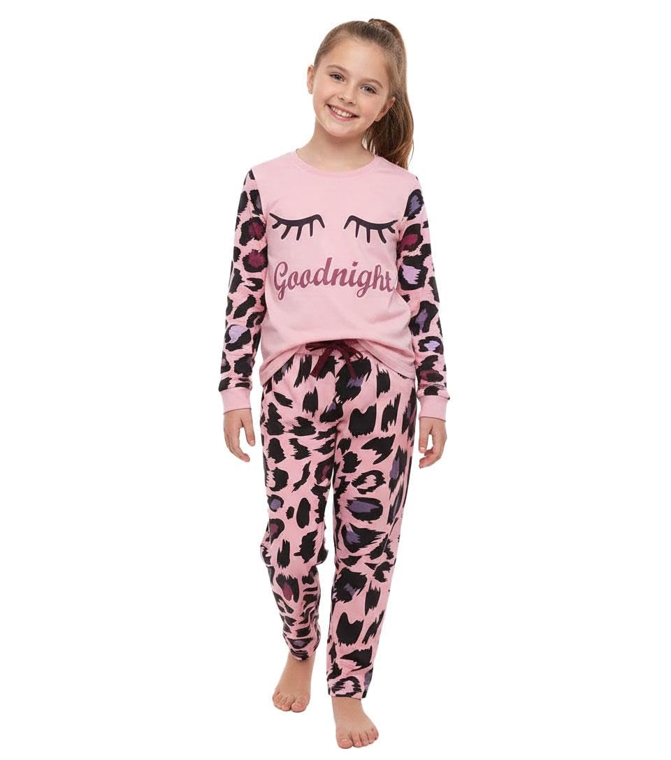 A2z 4 Kids Girls Baby Pink Leopard Pyjama Set Long - Pjs 154 _.13