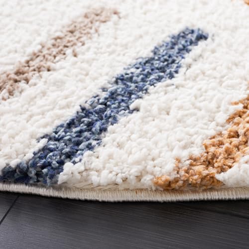 Tapete redondo SAFAVIEH Calico Shag 6'7" Ivory y dorado miniatura 3