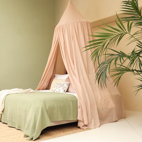 Nougat Betthimmel für Doppelbett | Runder Moskitonetz Größen | Baldachin Bett für Teenagern & Erwachsenen | Himmelbett für Schlafzimmer