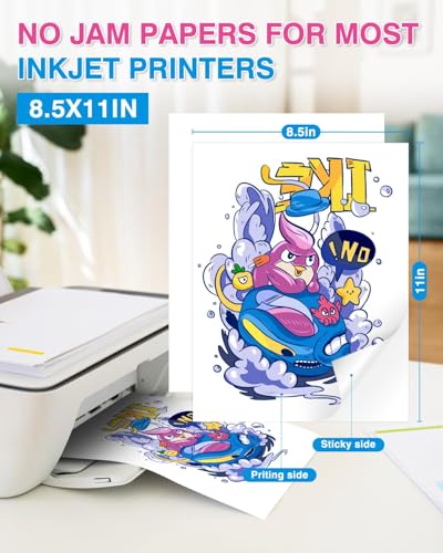 QYH Sticker Paper Printable Vinyl for Inkjet Printer - 240 Sheets White Glossy Sticker Papers 8.5x11 In Label Stickers for Cricut/Silhouette Waterproof Dries Quickly & Tear Resistant Easy to Cut - Thumbnail 2