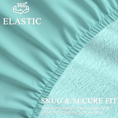 Image of TRANCE Waterproof Terry Fabric Ultra Soft Single Size Cotton Mattress Protector|Breathable Hypoallergenic Mattress Cover Single Size (72x30 inch|6x2.5 feet, Turquoise)