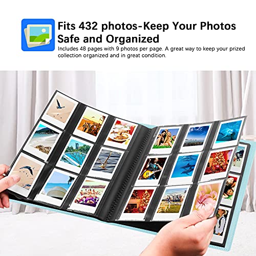 432 Pockets Photo Album For Fujifilm Instax Mini Camera, Polaroid Camera, For Fujifilm Instax Mini 11 12 9 40 Evo Liplay 8 7+ Instant Camera, Photo Album For Polaroid Kodak Hp Zink 2X3" Photo (Blue) #TOP2