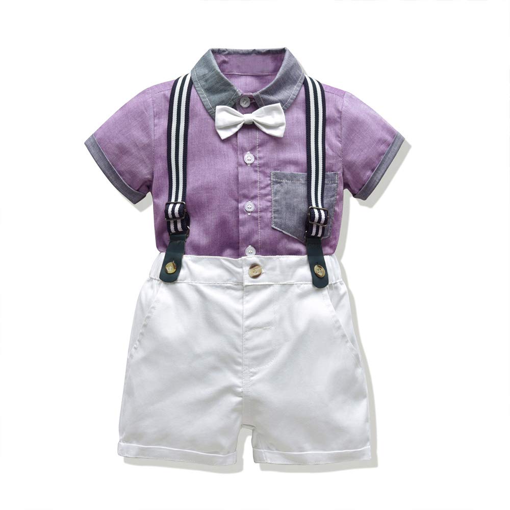 Moyikiss Studio Baby Boys Gentleman Outfit Suits, Infant Boys Short Pants Set, Short Sleeve Shirt+Suspender Pants+Bow Tie - Review, Price and Buying Guide