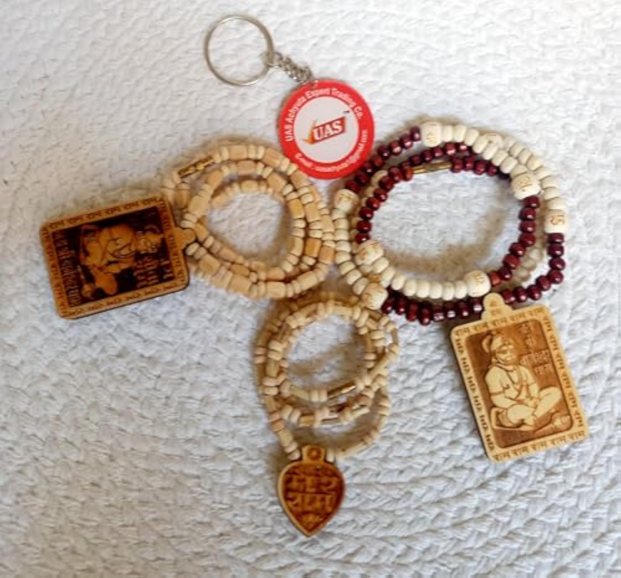 3pc UAS Tulsi Mala with Hanuman Pendant Locket Set