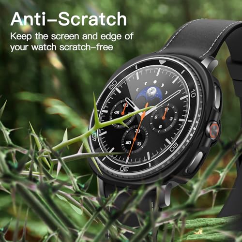 Image of JETech 4+4 Pack Cover Case and Screen Protector for Samsung Galaxy Watch 8 Classic 46mm, Tempered Glass Film Protective Hard PC Bumper Cover (Black /White /Clear /Silver)