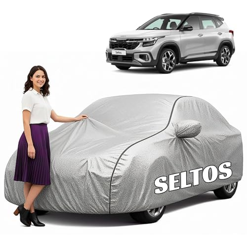 Image of 100% Waterproof Car Cover for Seltos (All Models & Years) - Custom Fit with Mirror Pockets, Triple-Stitched, Soft Inner Lining, UV & Heat Resistant, Outdoor /Indoor Protection