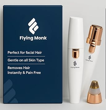 Flying monk 2 in 1 Lipstick Shape Electronic Facial Hair Eyebrow Hair Remover Shaver Waxing For Women- Rechargeable With USB Cable (White)