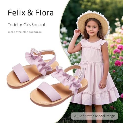 Image of Felix & Flora Toddler Girl Sandals - Little Girl Easter Dress Shoes Lightweight Open Toe Beach Holiday Flats