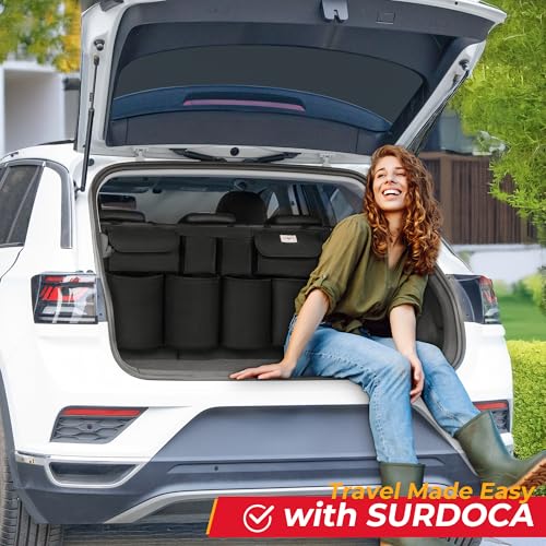 Image of SURDOCA Car Trunk Organizer, LARGE CAPACITY(43 x 19 in) Car Organizers and Storage with 8 Pockets, Upgraded Trunk Storage for Car, SUV, Truck, MPV