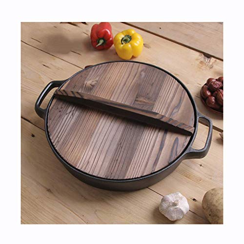 Gusseisen-Wok-Pfanne Verdickte Gusseisen-Pfanne Home Pfannkuchen-Pfanne Nicht beschichteter Antihaft-Wok-Gasherd Induktionsherd Universal, 35 cm