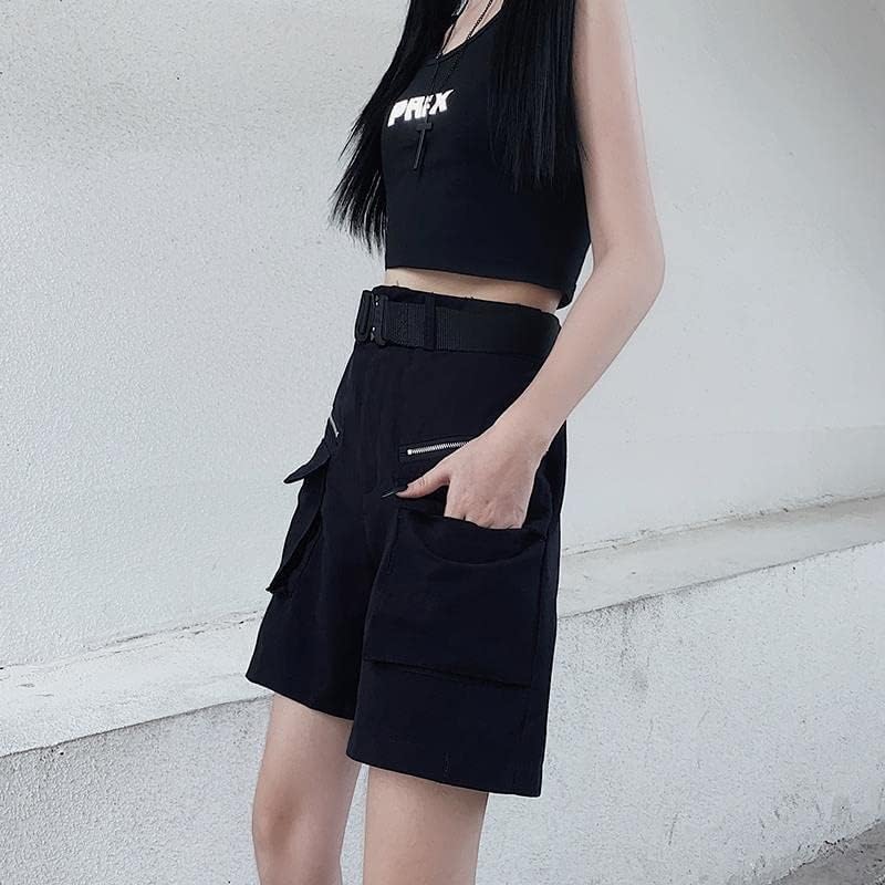 Vista 5 de CYee Pantalones de cintura alta para mujer, holgados, punk, hadas, anchos, extraíbles, con hebilla de metal