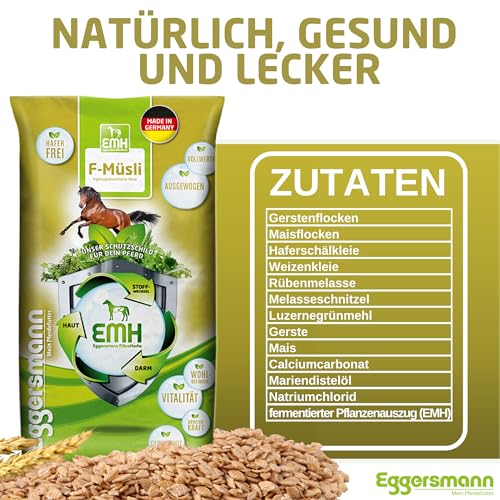 Eggersmann EMH F-Müsli - Pferdemüsli Kraftfutter ohne Hafer für Pferde - 25kg Natürliches Pferdefutter mit ausgewogenen Nährstoffen
