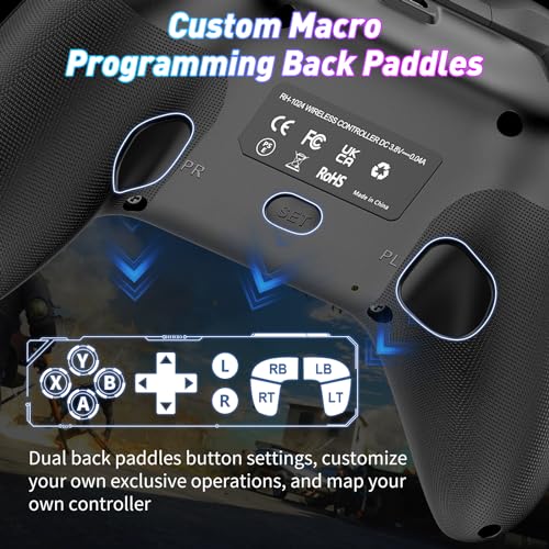Image of Gamrombo Wireless Gaming Controller Compatible with Xbox One S /X, Xbox Series X /S Windows 10 /11 PC Gaming Controller with Adjust RGB Light /Audio Jack /Turbo /Macro /Dual Shock