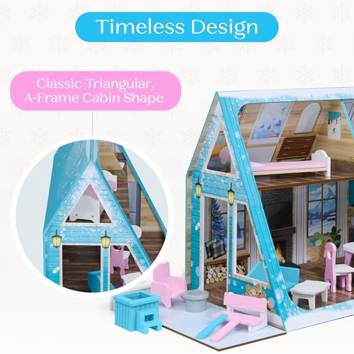 Delta Children Ski Chalet A-Frame Dollhouse - Includes 15 Accessories - Fits 12-inch Dolls - Pretend Play Dream Gift for Ages 3+ - image 4
