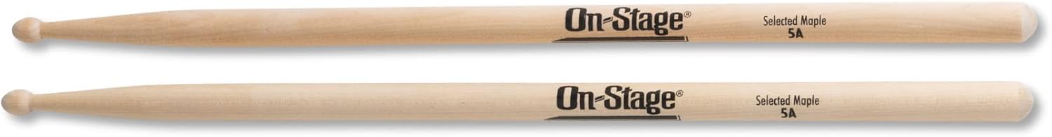 On-Stage MW5A Maple Drum Sticks (5A, Wood Tip, 12 Pairs, 24 Sticks, Maple Wood with Wood Tip, Standard Thickness, Seasoned, Kiln Dried, Sanded, Drumsticks Brick) : Musical Instruments
