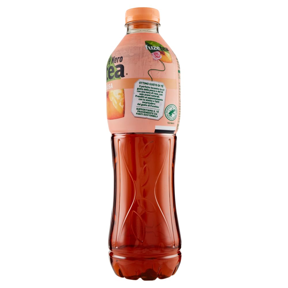 Fuze Tea Pesca, 18 unidades, té negro, melocotón y rosas, refrescante, sin alcohol, botella de PET desechable de 1,25 L + lata italiana gourmet Polpa di Pomodoro de 400 g