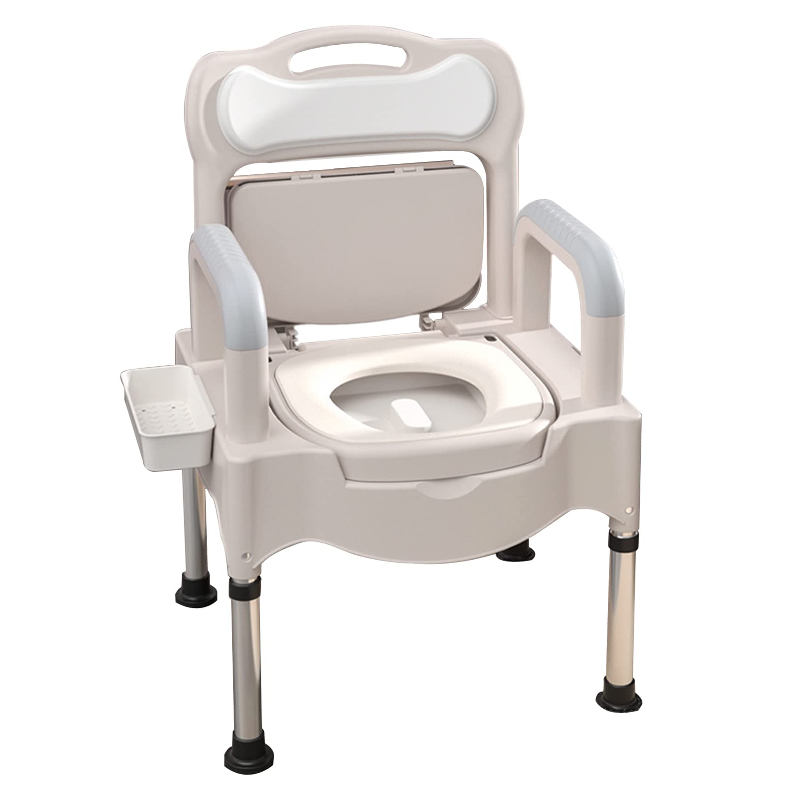 Gthtuhfd 1 Bedside Commode Chair For Toilet With Removable Arms - Portable Potty For Adults, Elderly, Height Adjustable Shower Chair With Commode For Disabilities
