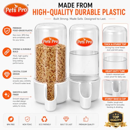 Image of Tube Shape Cage Bird Food & Water Feeder, Drinker | Birds Food Feeder | Plastic Dispenser Cum Bowl With Removable Tray | Highy Quality Plastic | Size - 13 X 5Cm | Check the size