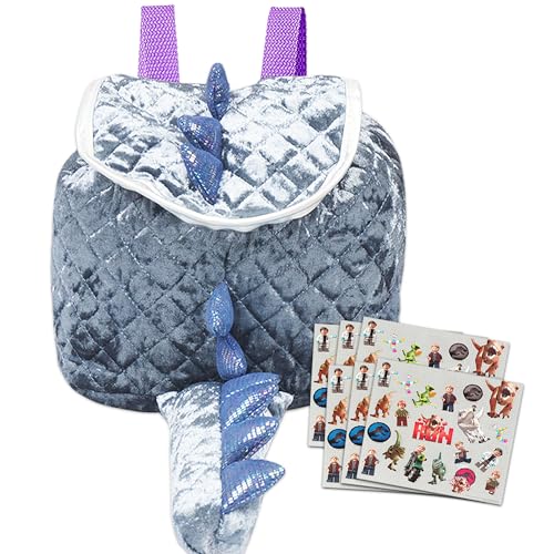 Jurassic World Mini Mochila – Pacote com Mini Mochila Jurassic Park de 28 cm para Meninos e Meninas Adesivos de Dinossauro | Mochila Pré-escolar Jurassic World para Meninos e Meninas,
