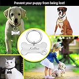 Personalisiert Hundemarke Knochen Haustier ID Tag Pet Tags mit Pfoten aus Edelstahl mit Gravur für sehr kleine Hunde und Katzen oder Welpen Adressanhänger inkl. Schlüsselring | beidseitig GRAVIERT