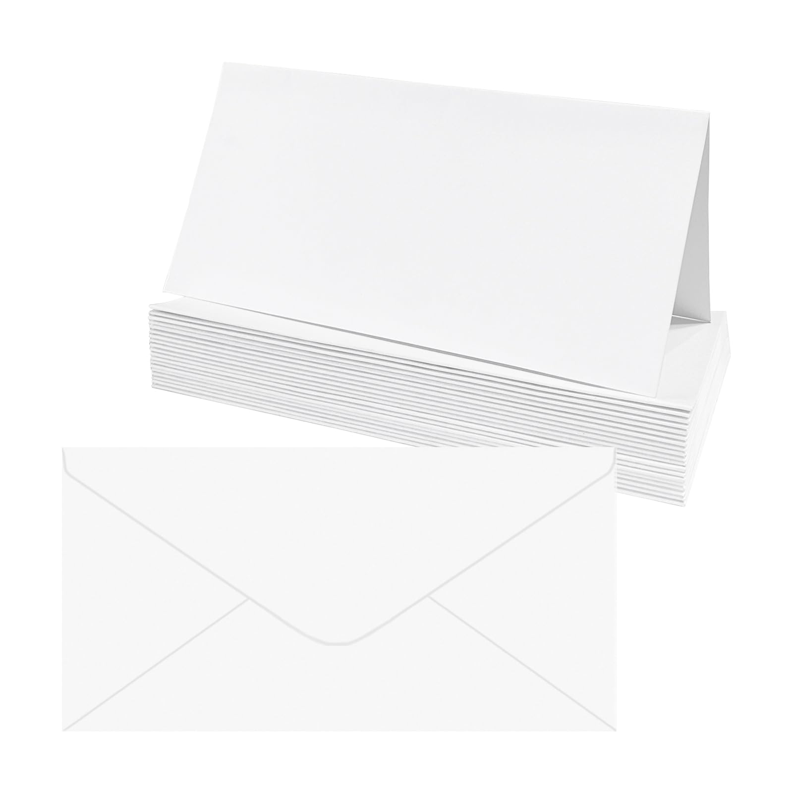 20 Pack DL(10x21cm) Blank White Greeting Cards and Envelopes, 300gsm Blank Cards and 100gsm Envelopes for Card Making, Invitation and Greeting Cards