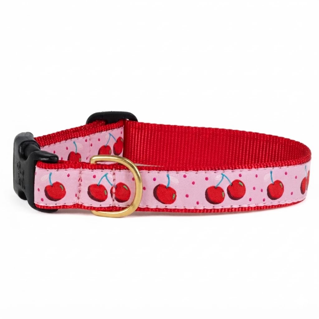 Up Country Collare per cani con ciliegie (Medium Narrow - adatto per collo da 30,5 a 45,7 cm), rosa
