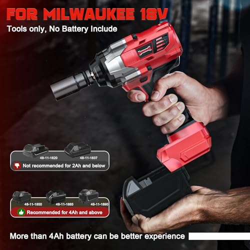 Image of DIYtoolifz Cordless Impact Wrench 1 /2 inch Compatible with Milwaukee 18V Battery, 1000 FT-LBS(1360N.m) Electric Impact Gun, High Torque Power Impact Driver with 6Pcs Sockets & Storage Case (Tool Only)