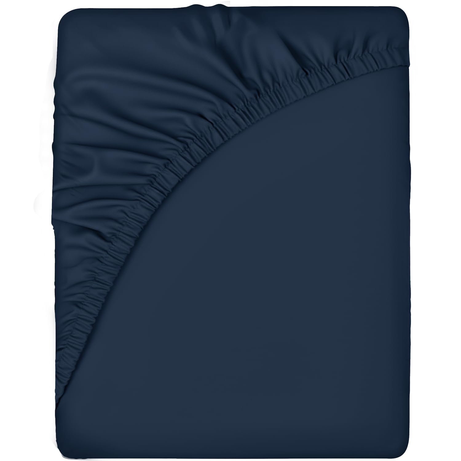 Sleepdown Fitted Sheet Polycotton Easy Care Non-Iron Super Soft 10 Inch 25cm Deep Pocket Bedsheet Bed Linen - Super King - Navy