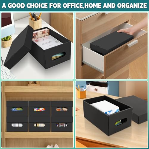 aopule 6PCS Photo Storage Box for 5"x7" Photos,12.8“ x 7.87“ x 5.3“ Picture Box Store and Protect Pictures with Lid, Photo Storage Box Documents Black