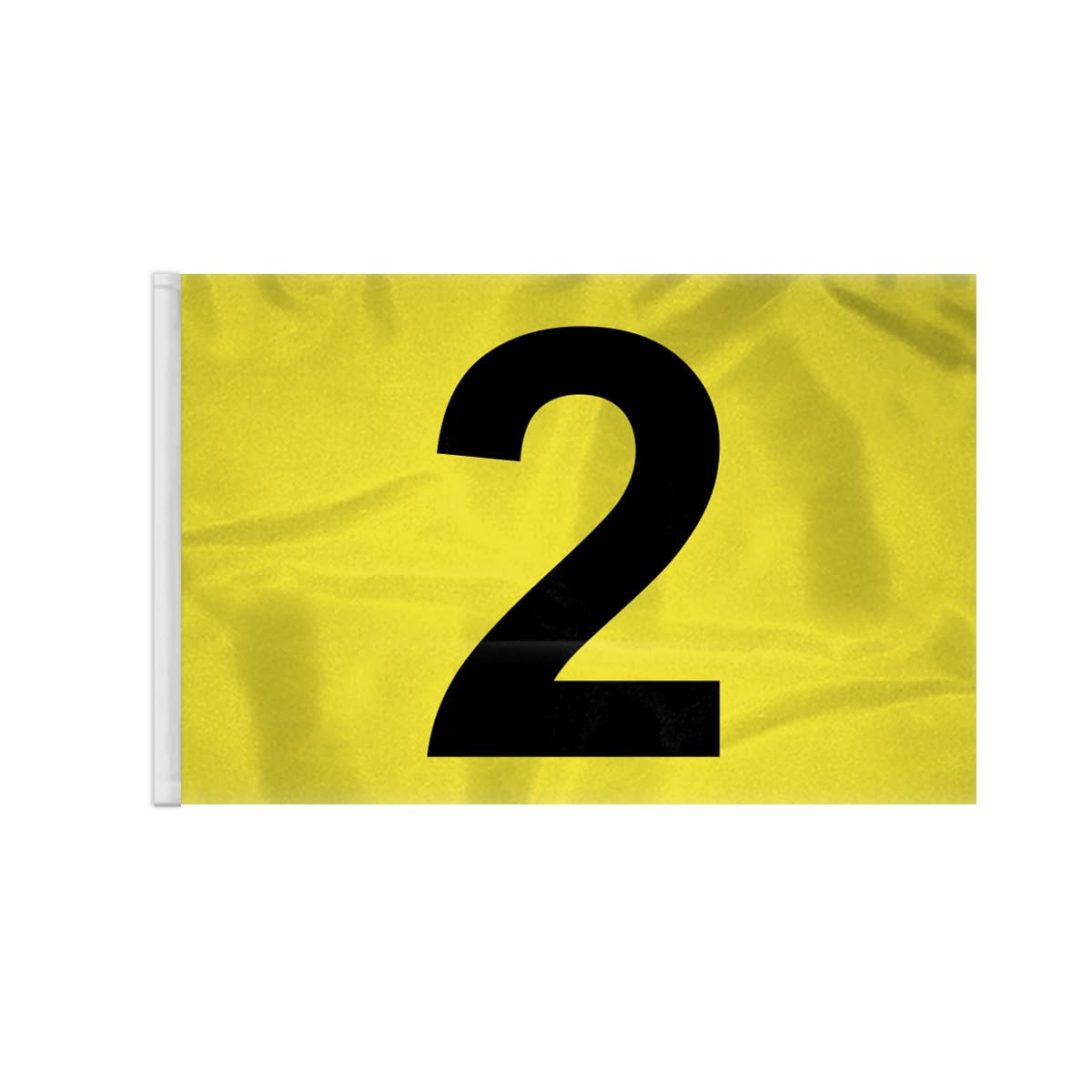 AGAS Numbered Golf Flags - 14 x 20 inch Numbered Flags for Golf Course No 2 - Yellow Putting Green Flags with Black Numbers - Golf Flag 2 - Outdoor Nylon 18 Hole Golf Flags Yellow & Black Putting Green Golf Flag Tube #2