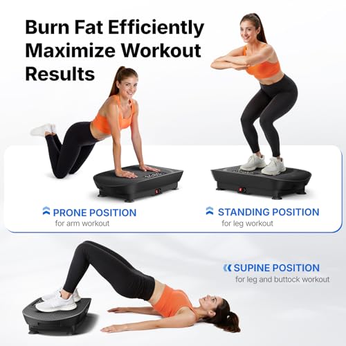 Image of MERACH Vibration Plate Exercise Machine, Curved Vibration Plate for Lymphatic Drainage Weight Loss, Vibrating Plate with Real-Time Calorie Tracking on LED Display, Workout Equipment for Home Women Men
