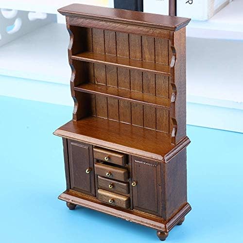 1:12 Scale Miniature Three Layer Bookshelf Accessory Doll House Cabinet Display Cupboard Furniture Toy Mini Wooden Furniture Pretend Play Toy for 3 4 5 Years Old Girls Boys Toddlers