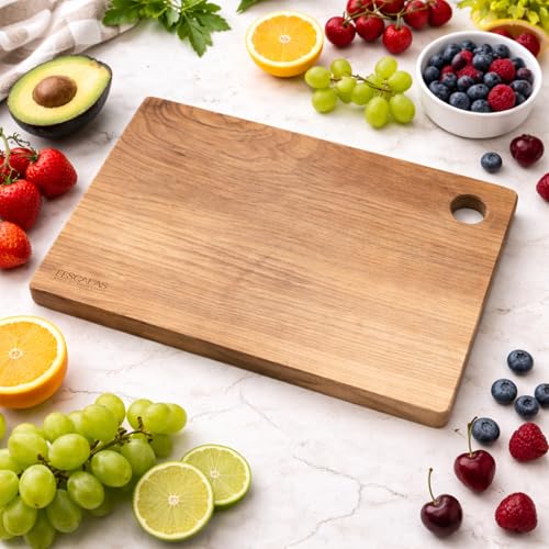 Tabla de corte y bandeja de servir de madera natural 38x23 cm miniatura 1