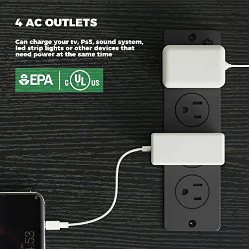 Rolanstar Tv Stand, Deformable Tv Stand With Led Strip & Power Outlets, Modern Entertainment Center For 45/50/55/60/65/70 Inch Tvs, 3 Pieces Tv Stand With Open Storage And 2 Storage Cabinet, Black #TOP4