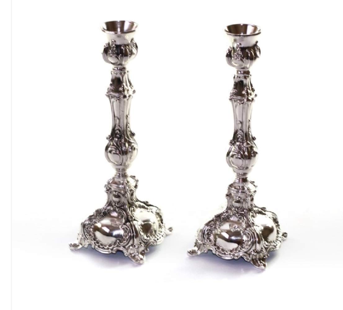 GORGEOUS BEAUTY&CARE Kerzenhalter, Nickel, Shabbat, Judaica, Israel, jüdisch, 16,5 cm