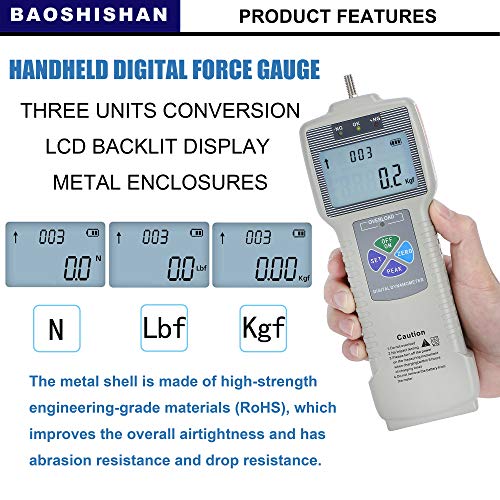 Baoshishan Zp-500N Digital Force Gauge Push Pull Gauge With Output Function, Carrying Case, Lcd Backlit Display, Metal Enclosures For Tension And Compression Load Plug Force Destructive Tests #TOP1