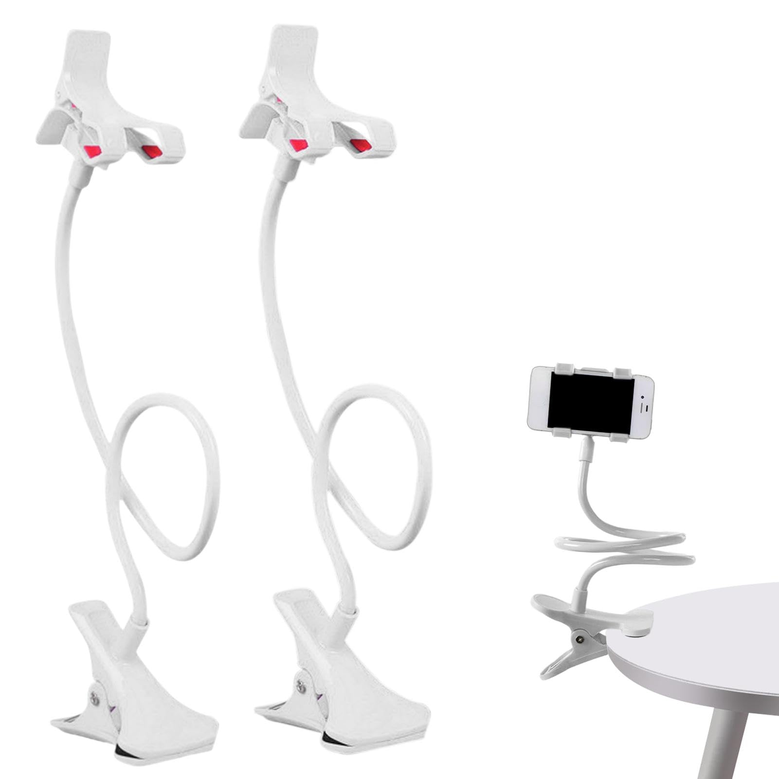 Lot De 2 Supports De Téléphone À Col De Cygne Pour Lit, Support De Téléphone Portable De Type Clip Pour Bureau, Support De Téléphone Portable, Bras Flexible, Pince De Chevet Pour Tête De Lit, Pince
