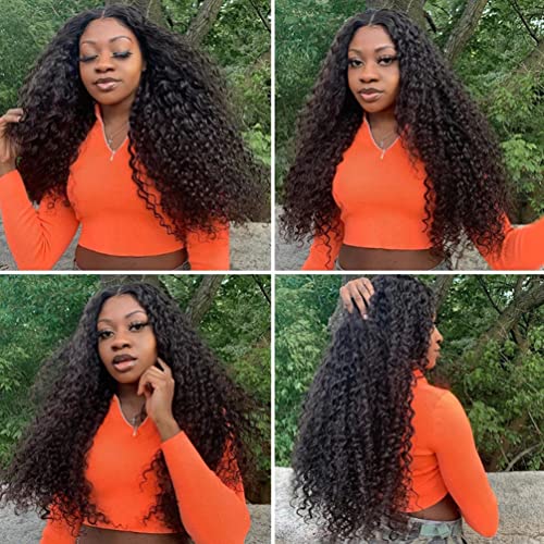 Deep Wave Bundles With Closure Brazilian Human Hair 4 Bundles With 4X4 Lace Closure (22 24 26 28+20, Free Part) 8A 100% Unprocessed Virgin Deep Curly Weave Hair Extensions Natural Color For Black Women #TOP5