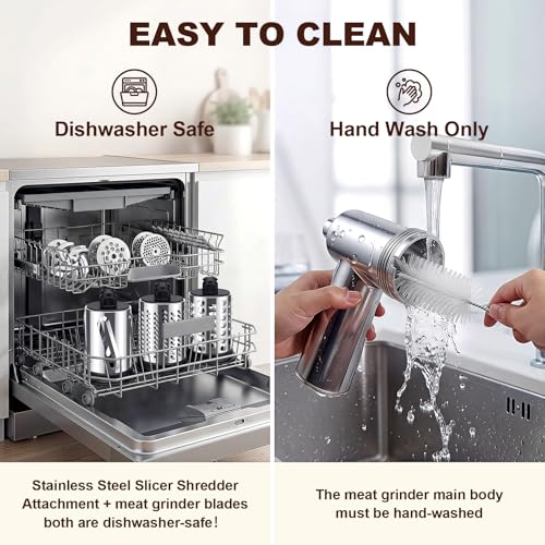 Meat Grinder & Stainless Steel Cheese Grater Attachment for KitchenAid Stand Mixer - 2 Pcs Kitchen Aid Accessories and Attachments Including Slicer Shredder and Food Grinder Attachment