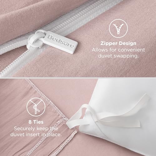 Image of Bedsure Rose Pink Duvet Cover King Size - 3 Pieces Prewashed Extra Soft Bedding Set, Includes 1 Duvet Cover 104x90 Inches with Zipper Closure & 2 Pillow Shams, Comforter Not Included